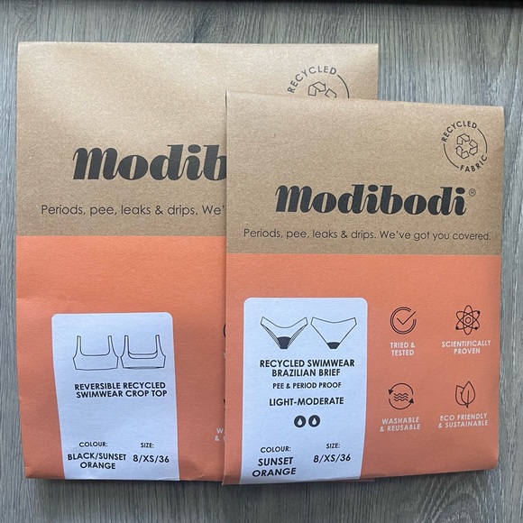 Modibodi Swimwear Reversible Crop Top and Brazilian Brief - Picture 4 of 5